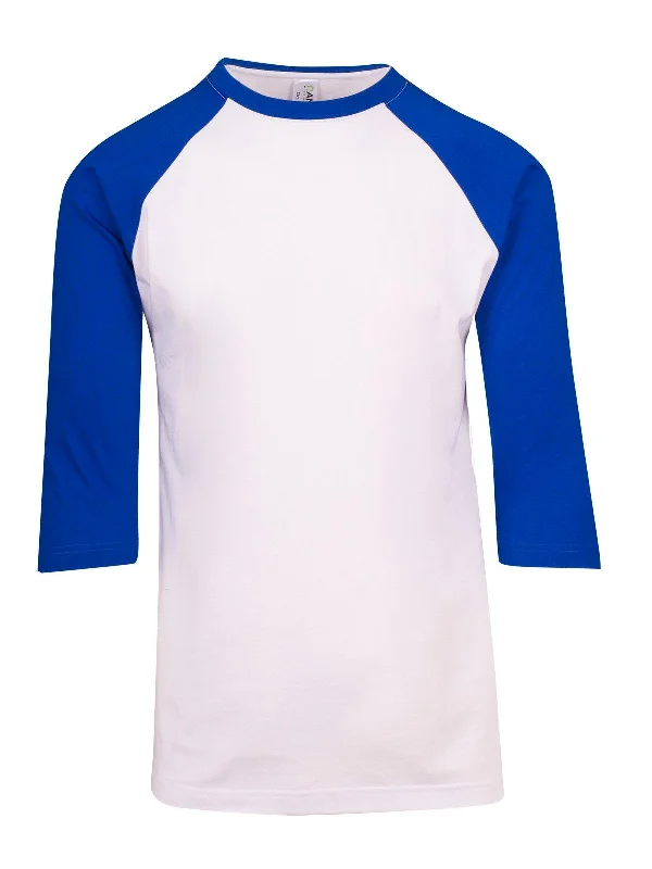 Flash Sale Mens 3/4 Sleeve Raglan Tee - White/Royal