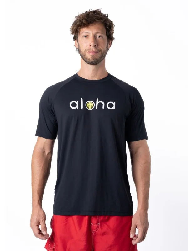 Exclusive Deal Men's Dri-Fit T-Shirt with ALOHA graphic - BLACK / WHITE