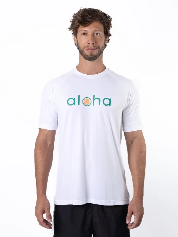 Early Bird Men's Dri-Fit T-Shirt with ALOHA graphic - WHITE / GREEN