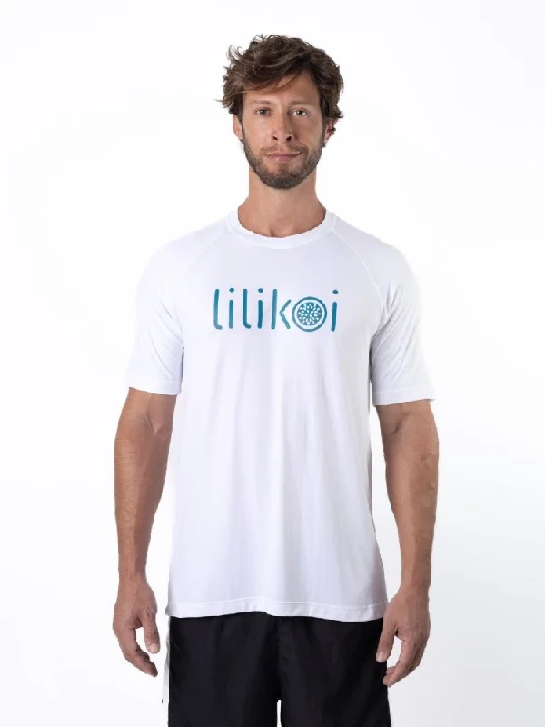 Huge Savings Men's Dri-Fit T-Shirt with LILIKOI logo - WHITE / BLUE
