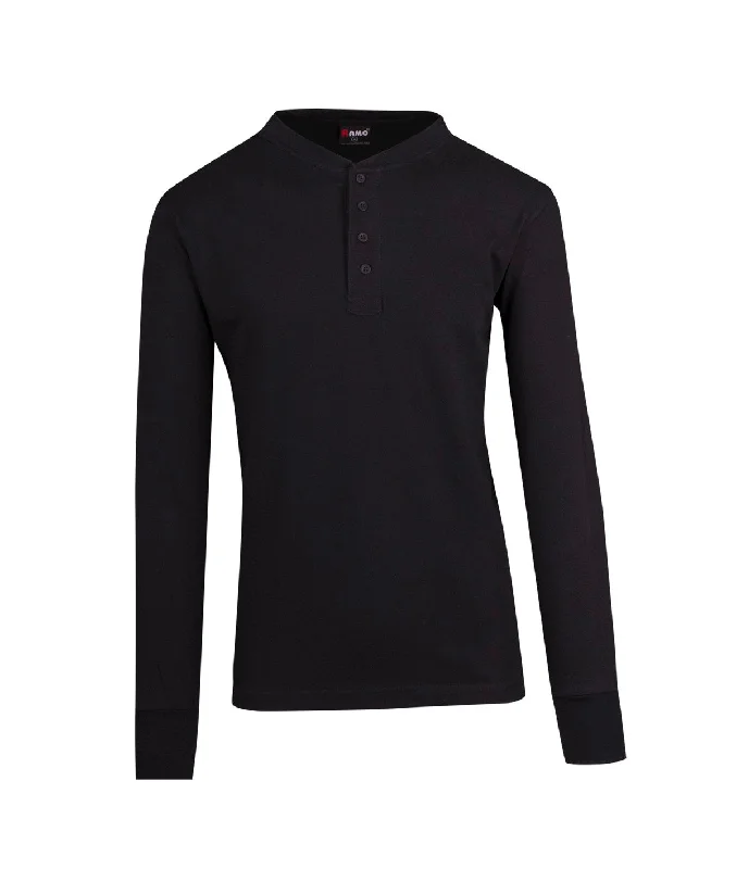 Today Only Mens Henley L/S Tee - Black