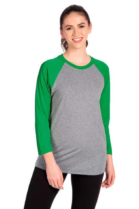 Quick Sale Next Level Mens Jersey 3/4 Sleeve Crewneck T-Shirt - Heather Grey/Envy Green Quick Sale Next Level Mens Jersey 3/4 Sleeve Crewneck T-Shirt - Heather Grey/Envy Green