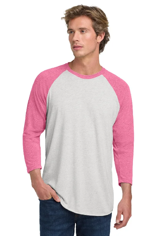 Price Drop Next Level Mens Jersey 3/4 Sleeve Crewneck T-Shirt - Heather White/Vintage Pink Price Drop Next Level Mens Jersey 3/4 Sleeve Crewneck T-Shirt - Heather White/Vintage Pink