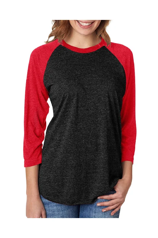 Act Now Next Level Mens Jersey 3/4 Sleeve Crewneck T-Shirt - Vintage Red/Black