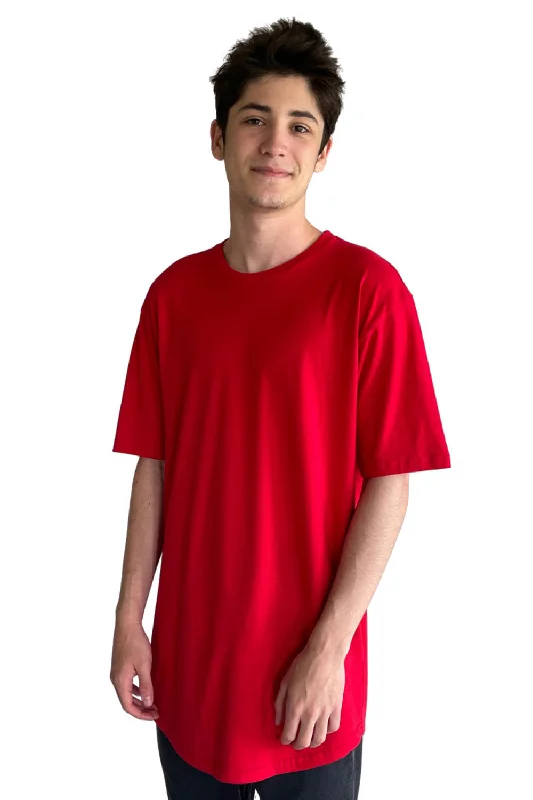 New Arrival Next Level Mens Long Body Jersey Short Sleeve Crewneck T-Shirt - Red