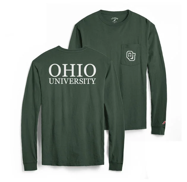 Lowest Price Ohio Bobcats League Hunter Green Pocket Long-Sleeve T-Shirt