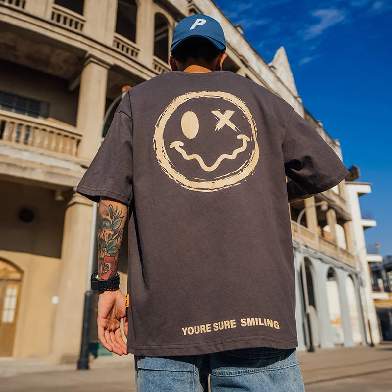 Midnight Madness Oversize Smiley T-shirt men short sleeve