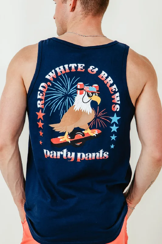 Deal Dash Party Pants Shred Eagle Tank Top for Men in Blue | P12418284-NAVY