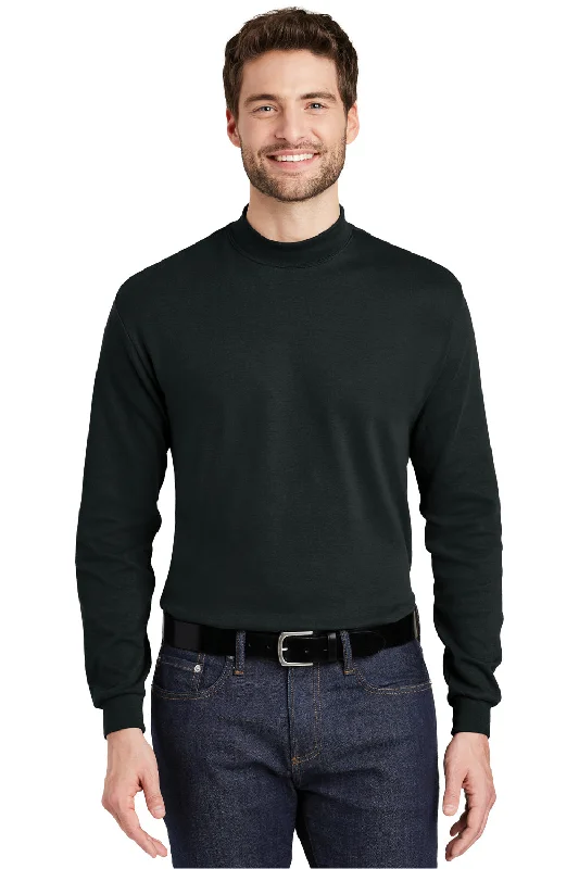 Special Discount Port Authority Mens Long Sleeve Mock Neck T-Shirt - Black
