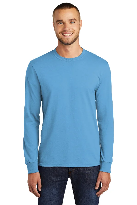 Loyalty Reward Port & Company Mens Core Long Sleeve Crewneck T-Shirt - Aquatic Blue