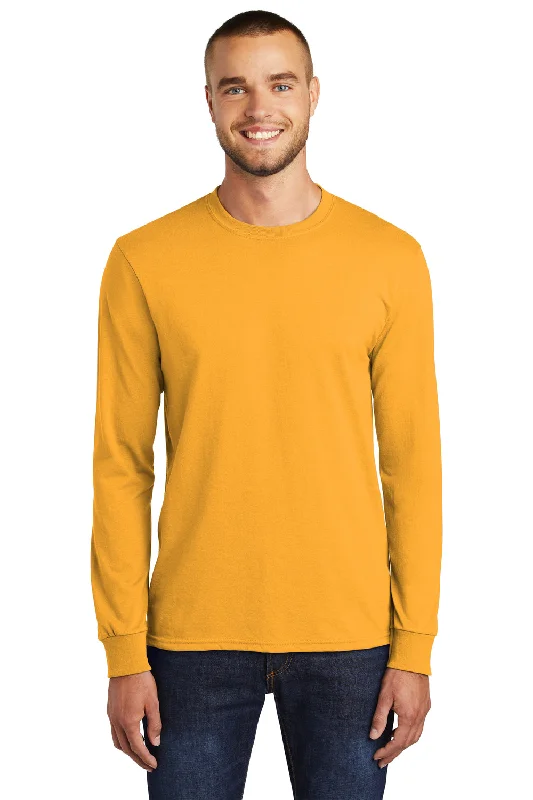 Instant Discount Port & Company Mens Core Long Sleeve Crewneck T-Shirt - Gold