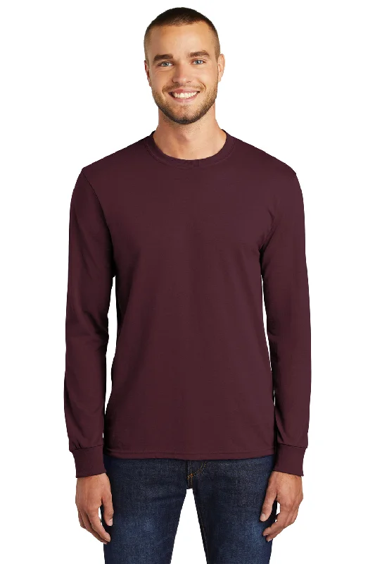 Limited Time Offer Port & Company Mens Core Long Sleeve Crewneck T-Shirt - Athletic Maroon