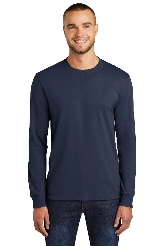 Half Price Port & Company Mens Core Long Sleeve Crewneck T-Shirt - Navy Blue