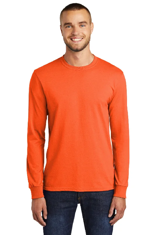 Weekend Offers That Shine Port & Company Mens Core Long Sleeve Crewneck T-Shirt - Safety Orange