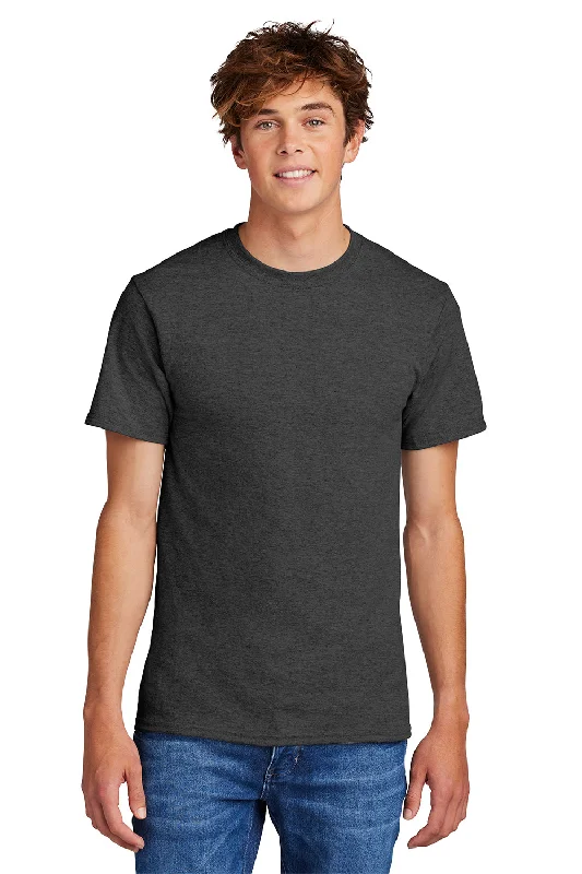 Discount Mania Port & Company Mens Core Short Sleeve Crewneck T-Shirt - Heather Dark Grey