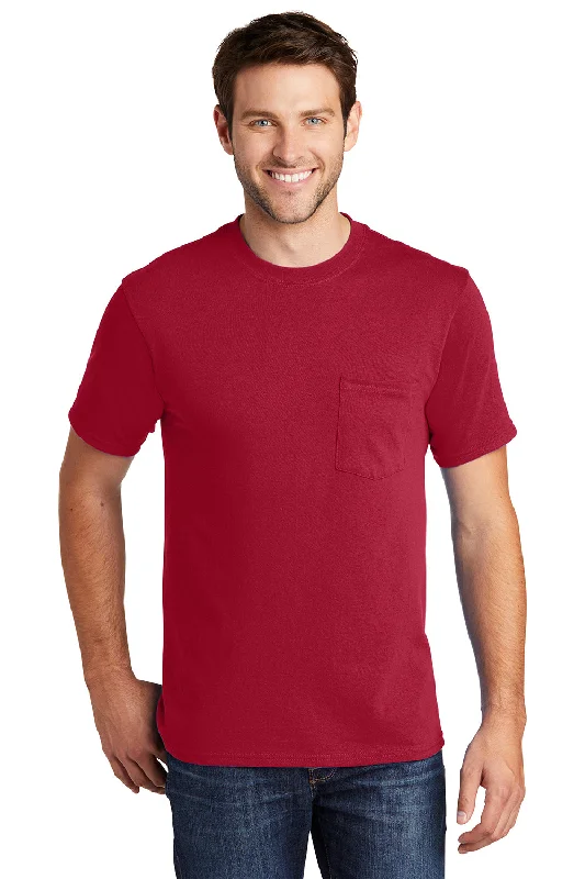Exclusive Preview Port & Company Mens Core Short Sleeve Crewneck T-Shirt w/ Pocket - Red Exclusive Preview Port & Company Mens Core Short Sleeve Crewneck T-Shirt w/ Pocket - Red