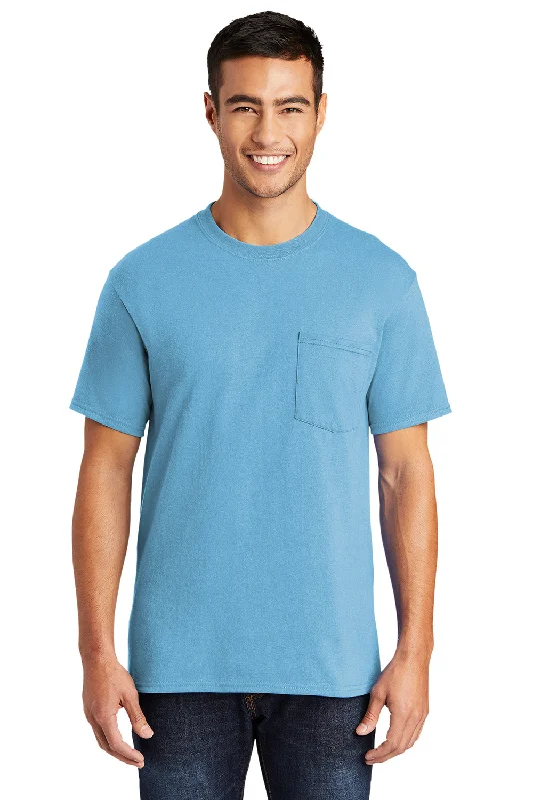 Don't Miss Port & Company Mens Core Short Sleeve Crewneck T-Shirt w/ Pocket - Aquatic Blue Don't Miss Port & Company Mens Core Short Sleeve Crewneck T-Shirt w/ Pocket - Aquatic Blue