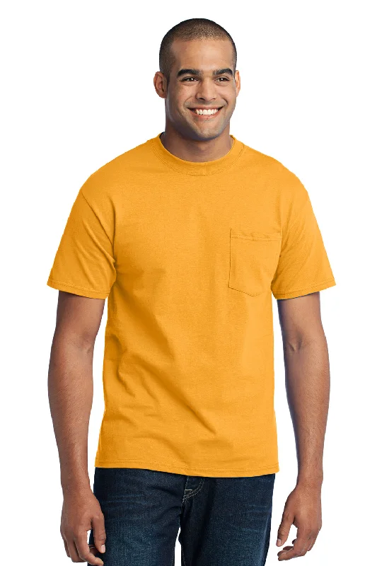 YEAR-End Sale Port & Company Mens Core Short Sleeve Crewneck T-Shirt w/ Pocket - Gold - Closeout YEAR-End Sale Port & Company Mens Core Short Sleeve Crewneck T-Shirt w/ Pocket - Gold - Closeout