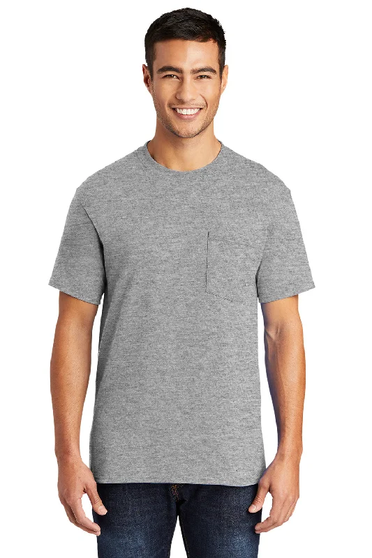 Massive Deals Port & Company Mens Core Short Sleeve Crewneck T-Shirt w/ Pocket - Heather Grey Massive Deals Port & Company Mens Core Short Sleeve Crewneck T-Shirt w/ Pocket - Heather Grey