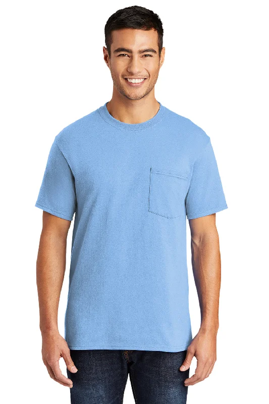 Price Cut Port & Company Mens Core Short Sleeve Crewneck T-Shirt w/ Pocket - Light Blue Price Cut Port & Company Mens Core Short Sleeve Crewneck T-Shirt w/ Pocket - Light Blue