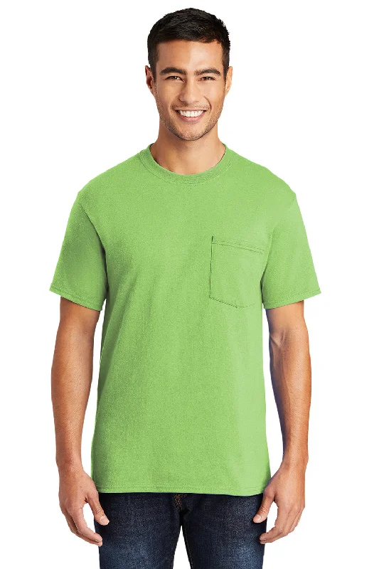 Limited Supply Port & Company Mens Core Short Sleeve Crewneck T-Shirt w/ Pocket - Lime Green Limited Supply Port & Company Mens Core Short Sleeve Crewneck T-Shirt w/ Pocket - Lime Green