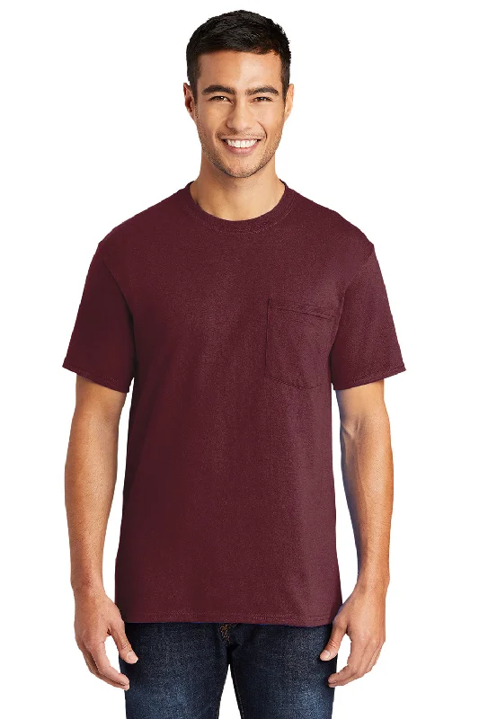 Exclusive Savings Port & Company Mens Core Short Sleeve Crewneck T-Shirt w/ Pocket - Athletic Maroon Exclusive Savings Port & Company Mens Core Short Sleeve Crewneck T-Shirt w/ Pocket - Athletic Maroon