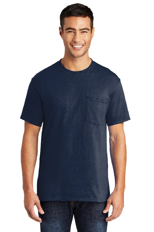 Lowest Price Port & Company Mens Core Short Sleeve Crewneck T-Shirt w/ Pocket - Navy Blue Lowest Price Port & Company Mens Core Short Sleeve Crewneck T-Shirt w/ Pocket - Navy Blue