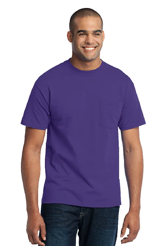 Amazing Value Port & Company Mens Core Short Sleeve Crewneck T-Shirt w/ Pocket - Purple - Closeout Amazing Value Port & Company Mens Core Short Sleeve Crewneck T-Shirt w/ Pocket - Purple - Closeout