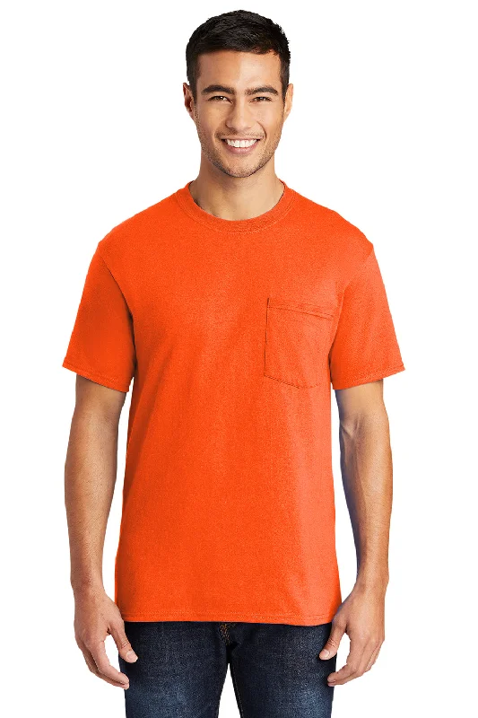 Can't Miss Port & Company Mens Core Short Sleeve Crewneck T-Shirt w/ Pocket - Safety Orange Can't Miss Port & Company Mens Core Short Sleeve Crewneck T-Shirt w/ Pocket - Safety Orange