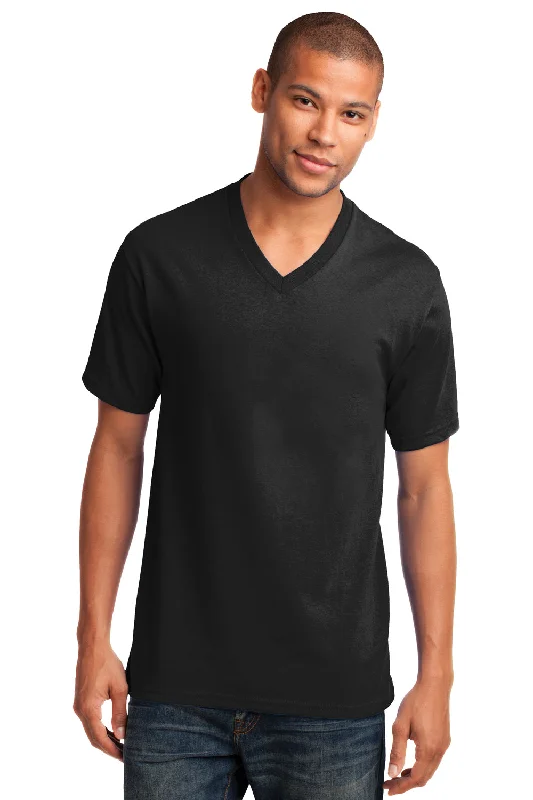 The Best Prices Port & Company Mens Core Short Sleeve V-Neck T-Shirt - Jet Black