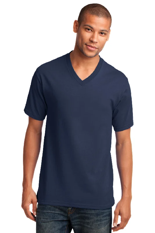 Year-End Clearance Port & Company Mens Core Short Sleeve V-Neck T-Shirt - Navy Blue