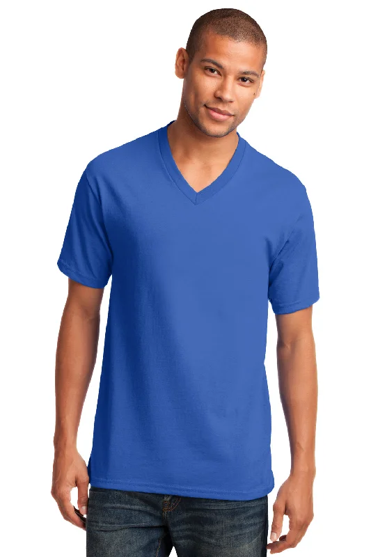Daily Deals Port & Company Mens Core Short Sleeve V-Neck T-Shirt - Royal Blue
