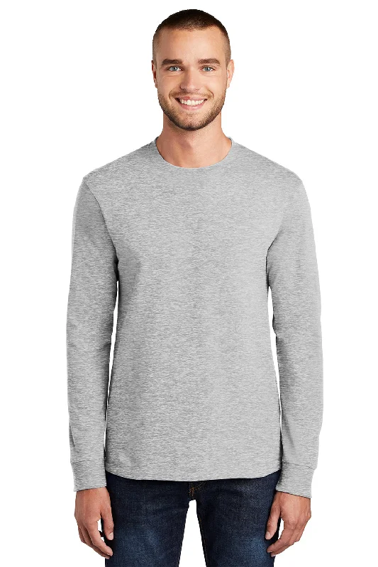 Can't Resist Port & Company Mens Essential Long Sleeve Crewneck T-Shirt - Ash Grey