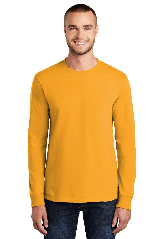 Exclusive Deal Port & Company Mens Essential Long Sleeve Crewneck T-Shirt - Gold