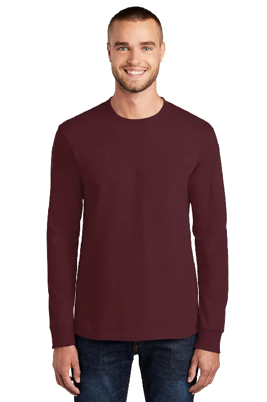 Low Price Port & Company Mens Essential Long Sleeve Crewneck T-Shirt - Athletic Maroon Low Price Port & Company Mens Essential Long Sleeve Crewneck T-Shirt - Athletic Maroon