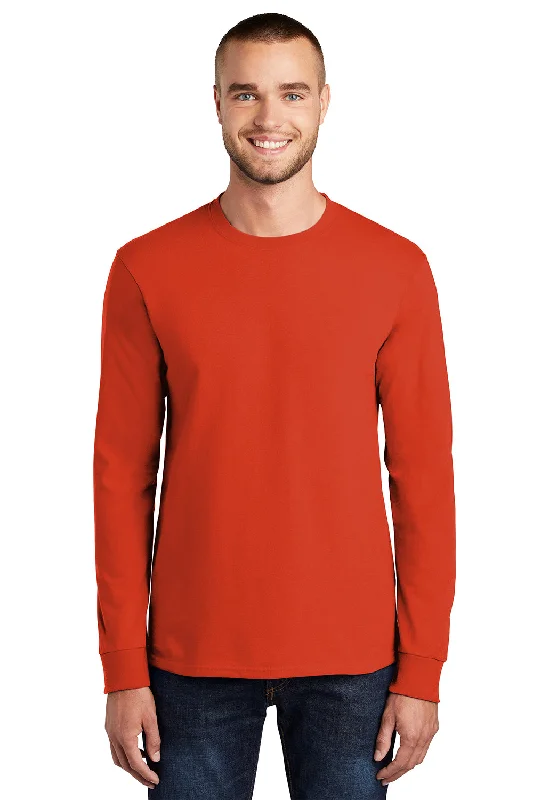 Special Promotion Port & Company Mens Essential Long Sleeve Crewneck T-Shirt - Orange