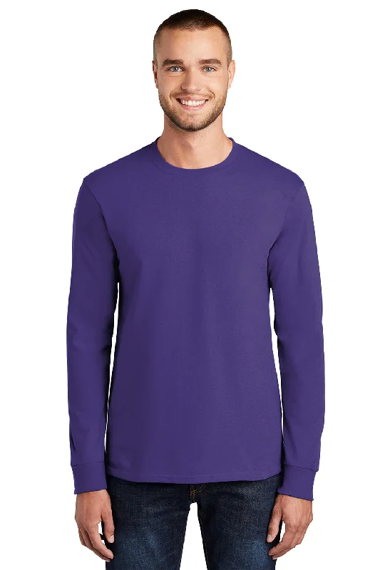 Epic Deals Port & Company Mens Essential Long Sleeve Crewneck T-Shirt - Purple
