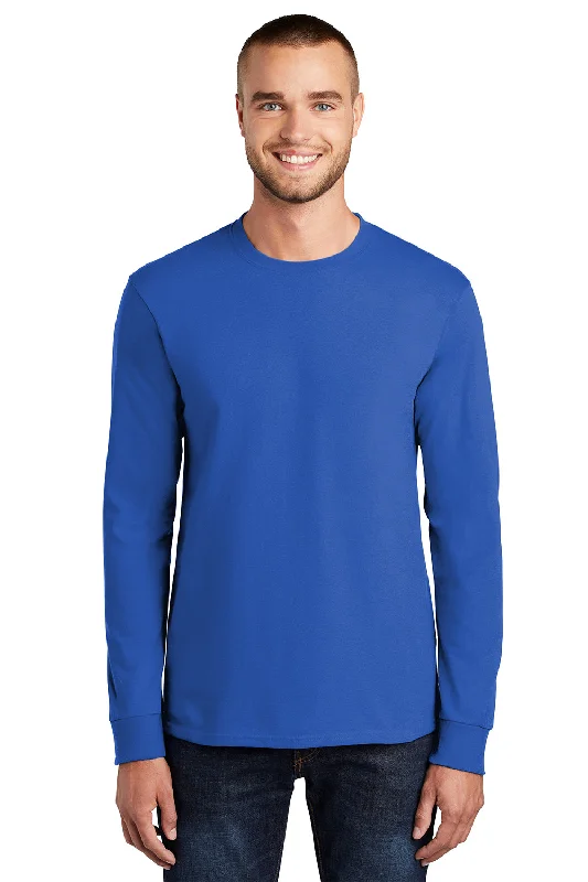 Stock Up Port & Company Mens Essential Long Sleeve Crewneck T-Shirt - Royal Blue