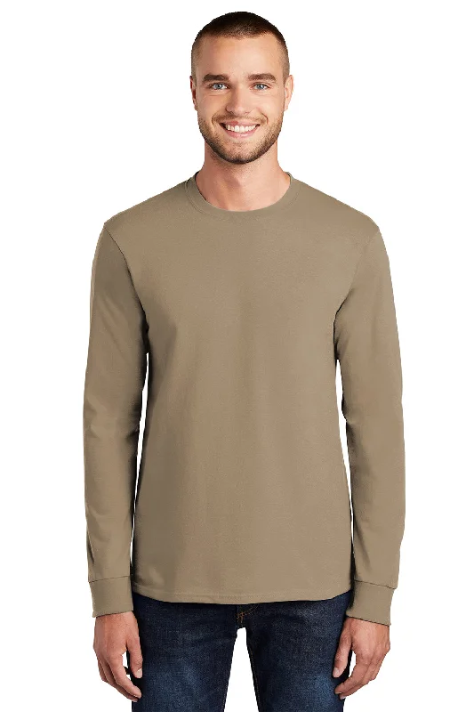 While Supplies Last Port & Company Mens Essential Long Sleeve Crewneck T-Shirt - Sand While Supplies Last Port & Company Mens Essential Long Sleeve Crewneck T-Shirt - Sand