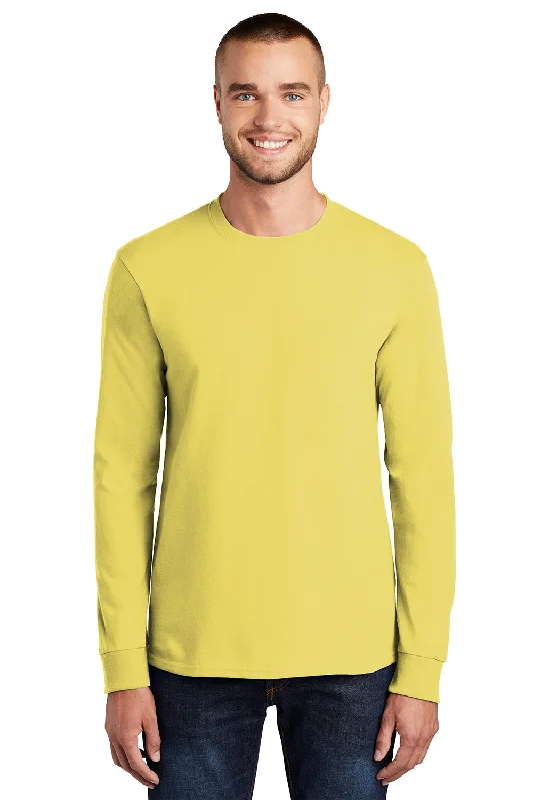 Daily Specials Port & Company Mens Essential Long Sleeve Crewneck T-Shirt - Yellow