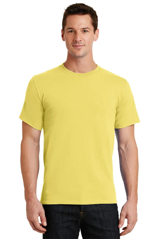 Bargain Blast Port & Company Mens Essential Short Sleeve Crewneck T-Shirt - Yellow