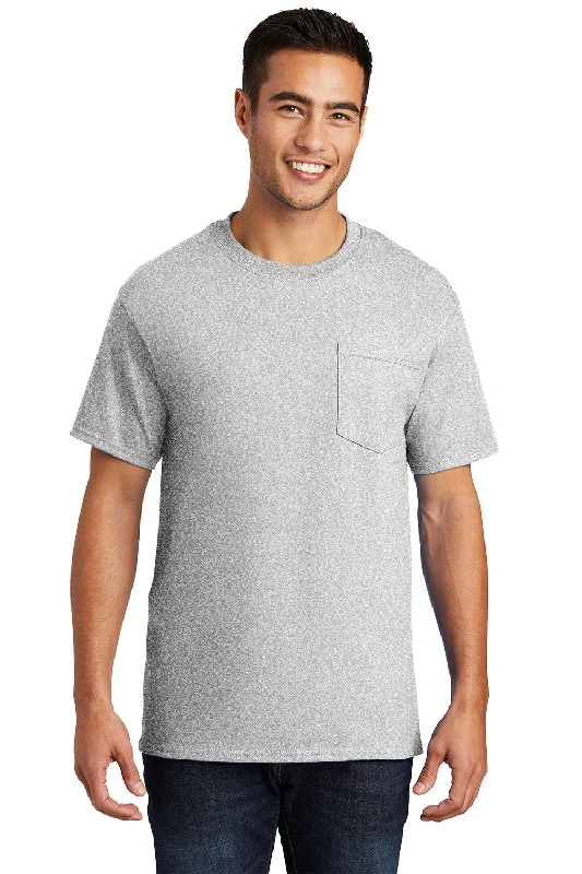 Weekend Special Port & Company Mens Essential Short Sleeve Crewneck T-Shirt w/ Pocket - Ash Grey