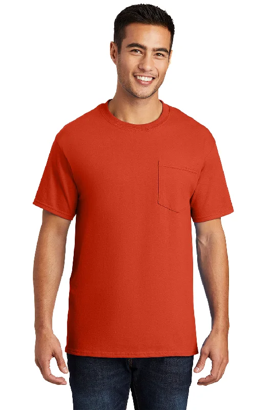 Weekend Bargains to Indulge In Port & Company Mens Essential Short Sleeve Crewneck T-Shirt w/ Pocket - Orange Weekend Bargains to Indulge In Port & Company Mens Essential Short Sleeve Crewneck T-Shirt w/ Pocket - Orange