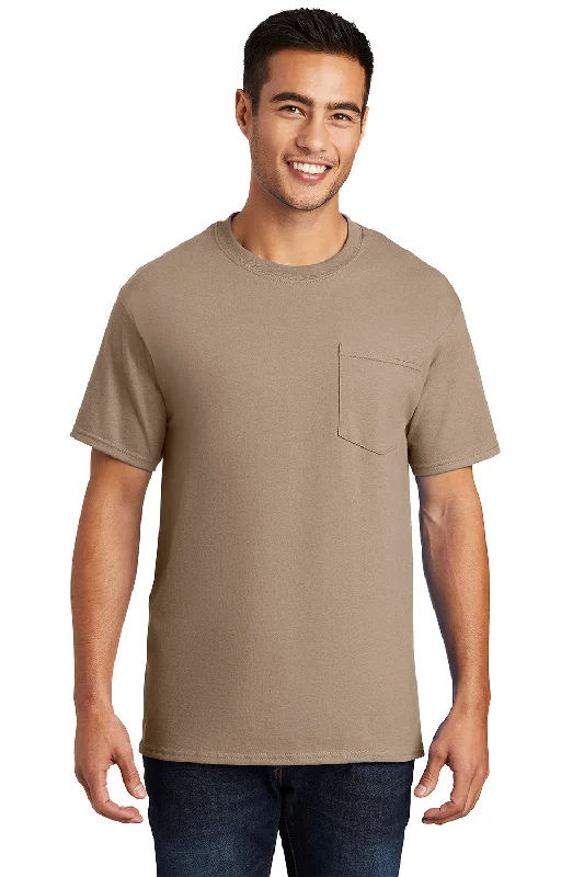 Weekend-Only Price Drops Port & Company Mens Essential Short Sleeve Crewneck T-Shirt w/ Pocket - Sand Weekend-Only Price Drops Port & Company Mens Essential Short Sleeve Crewneck T-Shirt w/ Pocket - Sand