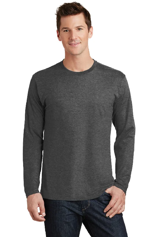 Weekend Deal Port & Company Mens Fan Favorite Long Sleeve Crewneck T-Shirt - Heather Dark Grey Weekend Deal Port & Company Mens Fan Favorite Long Sleeve Crewneck T-Shirt - Heather Dark Grey