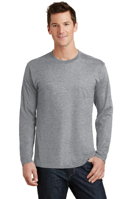 Great Bargain Port & Company Mens Fan Favorite Long Sleeve Crewneck T-Shirt - Heather Grey Great Bargain Port & Company Mens Fan Favorite Long Sleeve Crewneck T-Shirt - Heather Grey