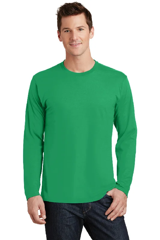 Bargain Blast Port & Company Mens Fan Favorite Long Sleeve Crewneck T-Shirt - Athletic Kelly Green
