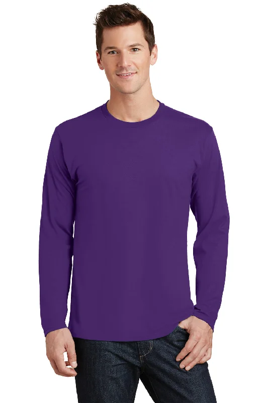 Can't Beat Port & Company Mens Fan Favorite Long Sleeve Crewneck T-Shirt - Team Purple