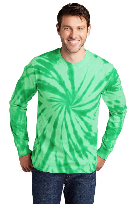 Price Break Port & Company Mens Tie-Dye Long Sleeve Crewneck T-Shirt - Kelly Green