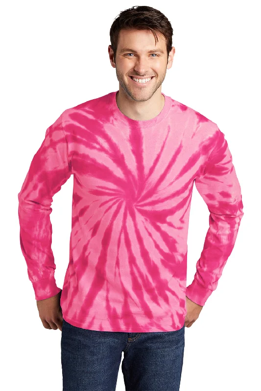 Limited Time Discount Port & Company Mens Tie-Dye Long Sleeve Crewneck T-Shirt - Pink Limited Time Discount Port & Company Mens Tie-Dye Long Sleeve Crewneck T-Shirt - Pink